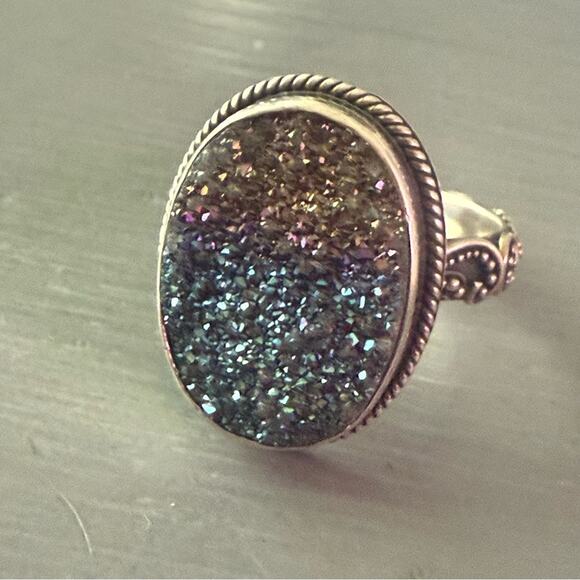 Lori Bonn 925 Sterling Silver Druzy Ring Size 8.5 - Picture 10 of 10